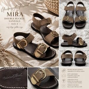 Universal Thread Women's Mira Double Buckle Flat Sandals